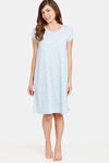Rosaline Geo Blooms Knit Cotton Knee Length Nightdress - Airy Blue — thumbnail 4